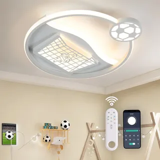 YLFXL LED Deckenleuchte Schlafzimmer, 40CM Fußball Deckenlampe Kinderzimmer Dimmbar mit Fernbedienung 3000K-6000K, 32W Deckenleuchte Kinderzimmer Lampe Decke für Jugendzimmer Schlafzimmer