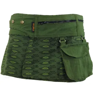 GURU SHOP Wickelrock Cacheur mit Sidebag, Damen, Baumwolle, Mini | Super kurzer Minirock, Slim-Passform, verstellbare Größe, praktische Reißverschlusstaschen für Essentials. - 42