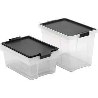Tatay Aufbewahrungsbox 2x7 l + 1x15 l 3-tlg. Schwarz/Transparent