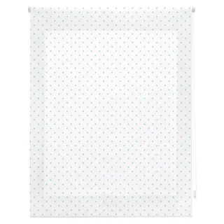 Stoffrollo Weiß-Türkis 140x250 cm, halbtransparent - Weiß/Türkis