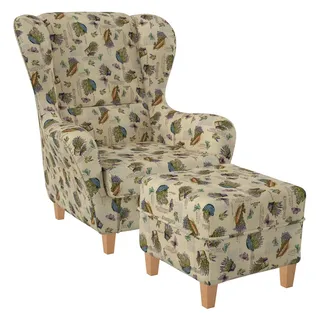 Supellex Ohrensessel Sofia Polyester 70 x 100 x 80 cm Provence Lavendel mit Hocker