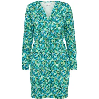 ICHI Kleid Blusenkleid Blumen Blau/Grün M