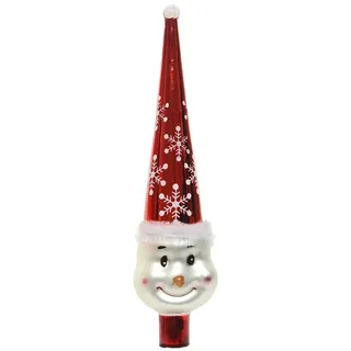 Christbaumspitze Schneemann Echt Glas Rot Weiß Weihnachtsbaumspitze 30cm
