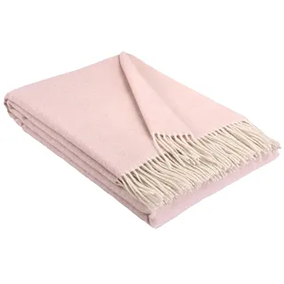 STTS International Kaschmir Decke Merinowolldecke Wohndecke 100% Merinowolle - Kaschmir - Mix 140 x 200 cm sehr weiches Plaid Kuscheldecke Faro (A Rosa)