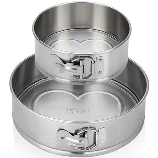immer Springform Kuchenform Edelstahl Backform unbeschichtet PFAS-frei 2er Set 18/25 cm, (Springform-Set 4-tlg) silberfarben|weiß