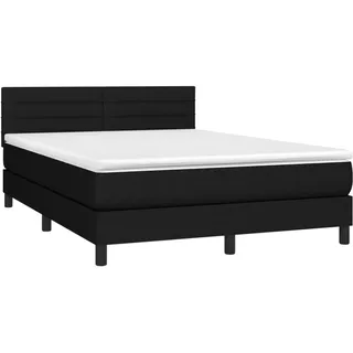 vidaXL Boxspringbett mit Matratze Schwarz 140x200 cm Stoff