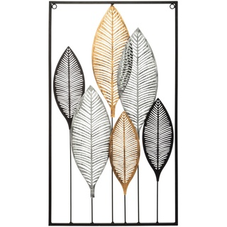 Atmosphera - Wanddekoration Blätter - Metall 37 x 65 cm - Mehrfarbig