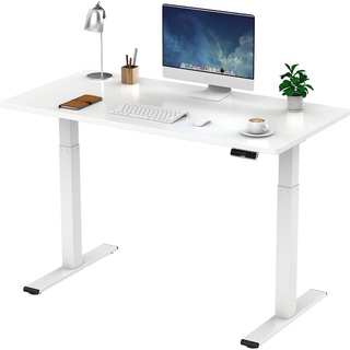 SANODESK - 160x80cm elektrisch höhenverstellbarer Schreibtisch mit Kollisionschutz, Kindersicherung, 4 Memory-Steuerung(Weiß+Weiß)