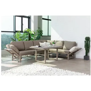 MANDALIKA Garden Gartenlounge-Set Outdoor Dining Lounge Set Dune 100% wetterfest LIKA-TEX® Bezug in Sand beige
