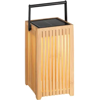 Ambia Garden Solarleuchte Santini, Natur, Schwarz, Holz, Kunststoff, Bambus, massiv, rechteckig, 12x24x12 cm, RoHS, CE, mit Schalter, Lampen & Leuchten, Außenbeleuchtung, Solarleuchten