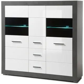 furn.design Highboard 149 x 42 x 142 cm Weiß/Grau