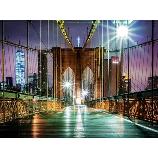 Sanders & Sanders Fototapete Brooklyn Bridge New York braun|bunt|grün|lila