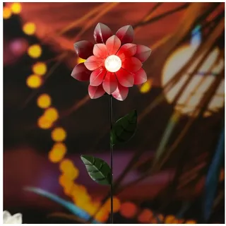 MARELIDA LED Solarleuchte LED Solar Gartenstecker Blume Garten Balkon Blumenstecker Flower rosa, LED Classic, warmweiß (2100K bis 3000K) rot