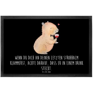 Fußmatte 40 x 60 cm Capybara Wein - Schwarz - Geschenk, Türvorleger, Haustürma, Mr. & Mrs. Panda, Höhe: 0.3 mm, Stilvoll & funktionell schwarz