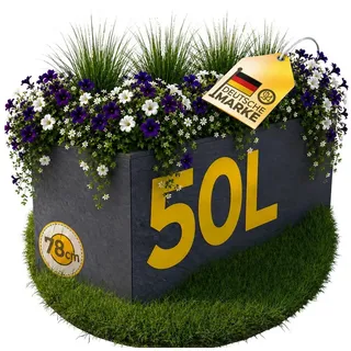 ONDIS24 Pflanzkübel Ondis24 Blumenkübel Vulkano, 50L Blumenkasten (1 St), mit cleverem Wasserspeicher am Boden schwarz