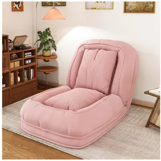 ANYSUN Loungesessel Klappbar Relaxsessel mit 2 Kissen,5-fach Verstellbar(90°-180) (1-St), Schlafsessel mit Kopf- und Lendenstütze für Wohnzimmer,Schlafzimmer rosa