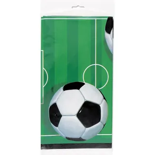 Kunststoff-Tischdecke - 2,13 m x 1,37m - Fußball Party, Schwarz / Weiß, 54" x 84