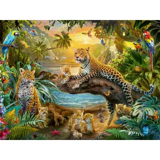 Ravensburger Erwachsenenpuzzle 1500 Teile - Leopardenfamilie im Dschungel