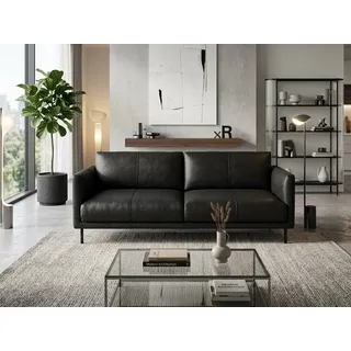 Rolf Benz 2,5-Sitzer Sofa Rolf Benz freistil 133 Leder schwarz 202cm, Echtes Leder schwarz