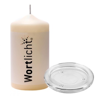 Bulla Design Wortlicht Kerze mit Glasteller, Glas Untersetzer, Leuchtende Gedanken zum Abschied/Trauer