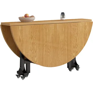 ZPRYZHD Klappbarer Esstisch, Tragbarer Esstisch, Runder Klapptisch mit Rollen, für Küche, Wohnzimmer und Kleine Wohnungen(39.4in/100cm)