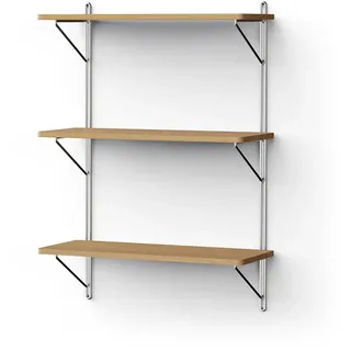 NINE - Inline Wandregal, 65 x 90 cm, Eiche / Edelstahl poliert