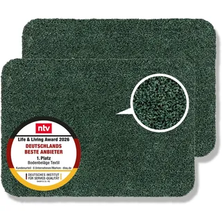 Astra rutschfeste Schmutzfangmatte innen waschbar - 2er Set Grün 60 x 75 cm | Saugfähige Sauberlaufmatte Innenbereich Entra SAUGSTARK pflegeleicht Sauberlaufmatte 100% Baumwolle Türmatte robust Fußmatte