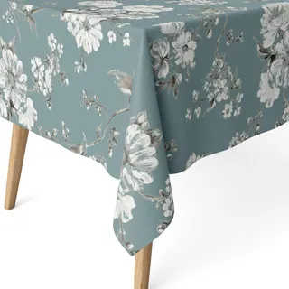 ECOMMERC3 Tischdecke abwaschbar rechteckig 250x140 cm Daniela Türkis | Für die lange Tafel im Esszimmer, weist Flüssigkeiten ab, Stoffgefühl, maschinenwaschbar, aus Spanien