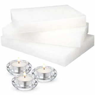 BEAUTIONA Paraffin Wachs in Platten 1 kg – Hydroraffiniertes Kerzenwachs – Weiß, Geruchslos – Ideal für Kerzengießen, DIY & Bastelarbeiten