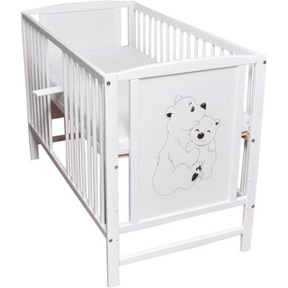 Dedstore-Baby Kinderbett Babybett mit Matratze 120x60 cm Komplett Set Weiß (Spar-Set, Bett und Matratze), Gitterbett weiß