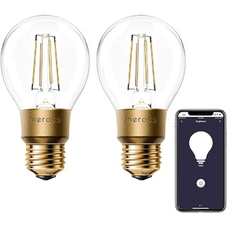 meross Smart Vintage Glühbirne WLAN Glühbirne 2 pcs, Smart Edison Retro Lampe WarmweißDimmbare LED Lampe, kompatibel mit Alexa, Google Assistant und SmartThings, E27 60W Äquivalent