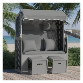 furnicato Strandkorb mit Kissen Poly Rattan Massivholz Anthrazit Schwarz, BxTxH: 55x55x156 cm, (1-tlg) schwarz