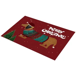 Stylebest Fußmatte „Merry Christmas Dackel“ aus Künstlicher Kokosfaser für den Außenbereich, Fußmatte „Weiner Dog Gifts“ für den Außenbereich Ihres Zuhauses, Willkommens-Fußmatte (1#-2)