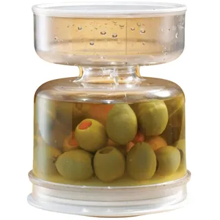 TANGLI Einmachglas, Kleiner Behälter für trockene und feuchte Einlege- und Olivenfrüchte mit Sieb, Acryl auslaufsicheres Einmachglas Flip Jar Kimchi Sanduhr Behälter für Obstkonserven