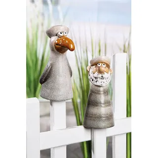 MF Maritime Zaunfiguren aus Keramik, 2er Set, Matrose und Möwe, 21 cm Höhe