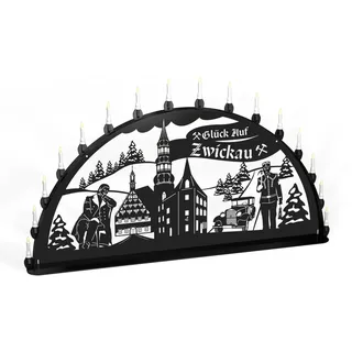 Schwibbogen Lichterbogen Zwickau Bergmann Weihnachten Metall XXXL Außen schwarz