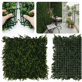 Kunstpflanze Buchsbaum-Kunstpflanzenwand, grüne Wand für Balkon und Garten 50×50 cm, Bellushortus