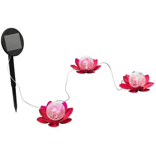 IC Gardenworld LED Solarleuchte Solar Dekoleuchte Lotusblume mit Bruchglaskugel, LED fest integriert, warm-weiß, moderne Gartenleuchte als Lotusblüte / Seerose