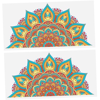 Homoyoyo 2st Mandala-wandaufkleber Mandala-hintergrund Indische Blumenwandkunst Boho-blumen-wand-vinyl Mandala-fensteraufkleber Mandala-aufkleber Für Die Wand Yoga Groß Pvc Dekorative Tür