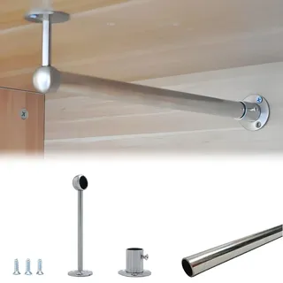 EXCLURA Garderobenstange L-förmige Kleiderstange mit Halterung, Aufhängevorrichtung für Unter Schränke, Kleiderstangen aus Edelstahl Zum Aufhängen von Kleidung(Short Bracket,70cm(27 1/2"))