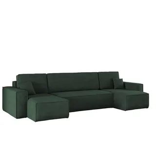 Kaiser Möbel Ecksofa mit schlaffunktion und Bettkasten, Sofa U-form, Couch U-form BEST Cord Grün