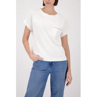 Sweatshirt MONARI "Sweatshirt Basic Kette", Damen, Gr. 44, sanftes weiß, Sweatware, Obermaterial: 52% Modal, 42% Polyester, 6% Elasthan, unifarben, bequem normal, Rundhals, Bündchen, Sweatshirts Sweatshirt, mit aufgesetzter Schmucktasche