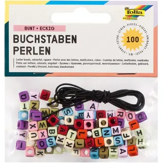Folia Buchstaben-Perlen Bastelset 100 Stück 6 x 6 mm mehrfarbig