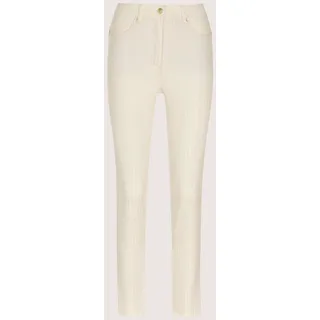 Stoffhose MADELEINE "Jerseyhose Baumwollhose mit Nadelstreifen", Damen, Gr. 38, N + K Gr, weiß (wollweiß, goldfarben), Obermaterial: 96% Baumwolle CO. 3% Elasthan EL. 1% Polyester PES., Modern, schmal, Hosen Stoffhose, 5-Pocket mit goldfarbenem Nadelstreifen