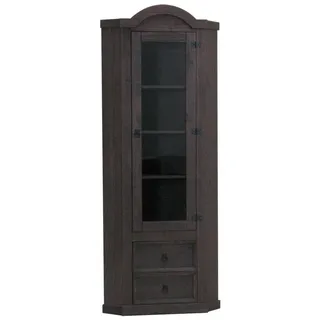 VCM ebuy24 New Mexico Eckschrank mit 1 Glastür Braun Gebeizt, Gewachst.
