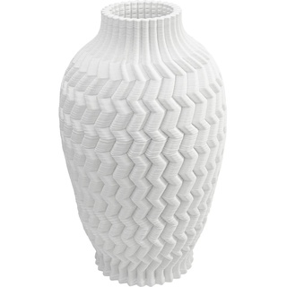Kare Design Vase Akira Oval, weiß, Blumenvase, Dekorationsvase, Gefäß für Blumen, Tischvase, 35cm