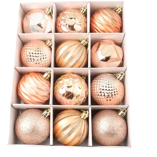 12 Weihnachtskugeln, Weihnachtsbaumschmuck, Weihnachtskugeln, Ornament-Set für Party, Weihnachten, Hochzeit, Party, Weihnachtsdekorationen (Champagner)