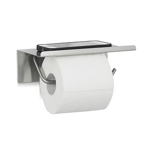 relaxdays Toilettenpapierhalter mit Ablage silber