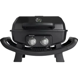 BURNHARD 2-Brenner Gasgrill Wayne 4,4 kW – Tragbarer Balkongrill - Tischgasgrill klein mit Aludruckguss Brennkammer inkl. Abdeckhaube - Gusseisen...