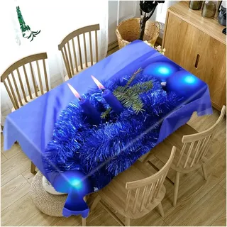 BDXMKS Weihnachtstischdecke Rechteckige Weihnachtsmann-Esstischdecke, Heiligabend, blau, Neujahr, Zuhause, Party, Antifouling, Hochzeit, Dekoration, Nappe de Table(8,40x70cm15x27inch)
